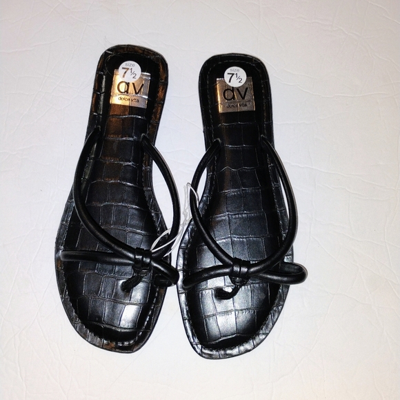Dolce Vita Black Croc-Textured Sandals | NWOB | Size 7.5 - Picture 1 of 2